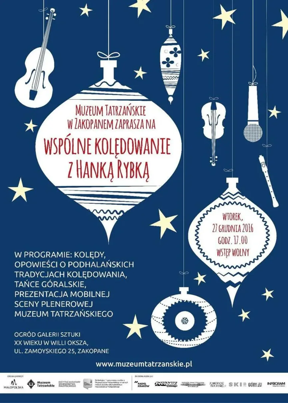 MUZEUM TATRZAŃSKIE ZAPRASZA NA WSPÓLNE KOLĘDOWANIE Z HANKĄ RYBKĄ I MUZYKĄ GÓRALSKĄ
