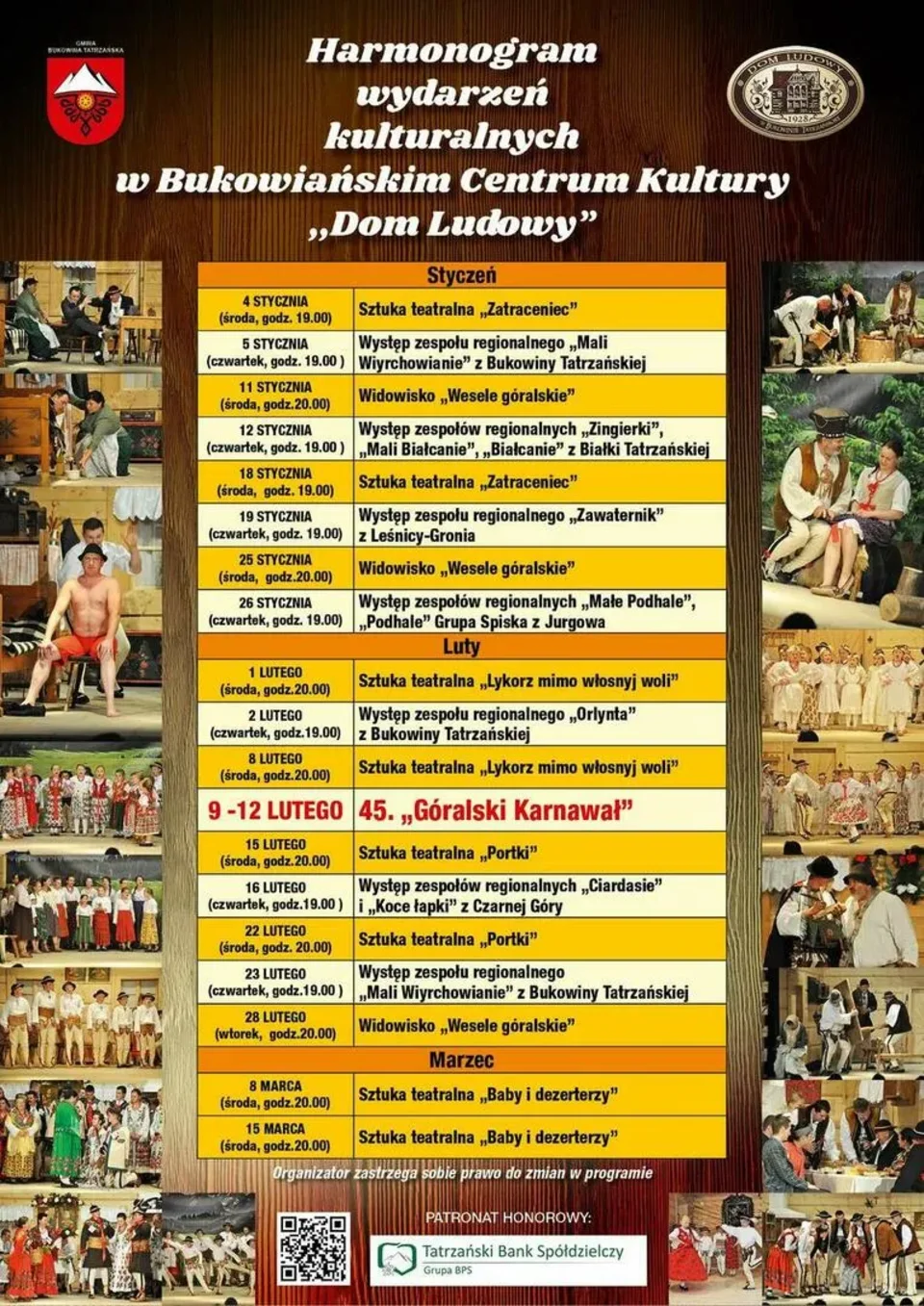 Harmonogram wydarzeń kulturalnych w BCK "Dom Ludowy"