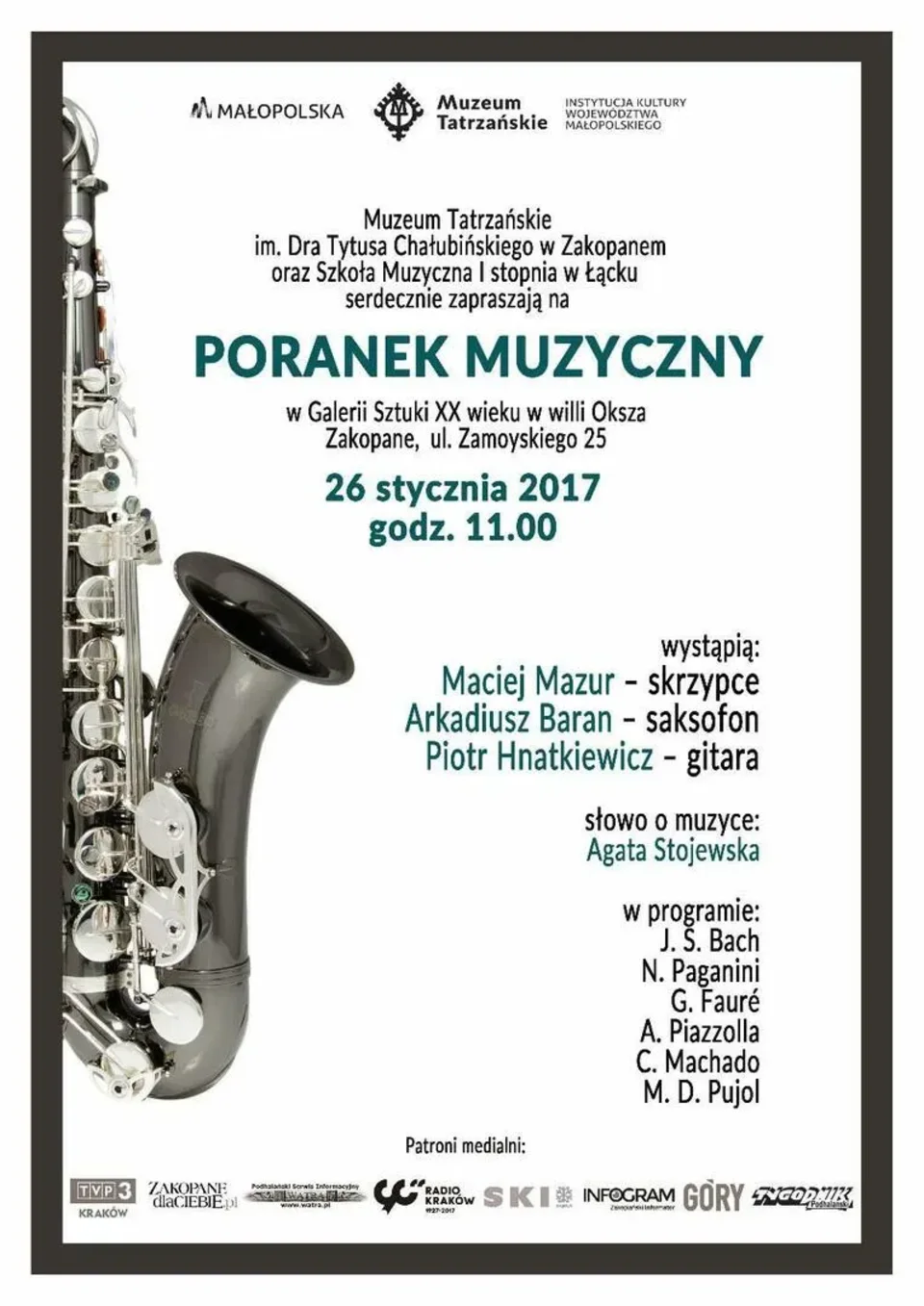 SZKOŁA MUZYCZNA W ŁĄCKU ZAPRASZA NA PORANEK MUZYCZNY W WILLI OKSZA