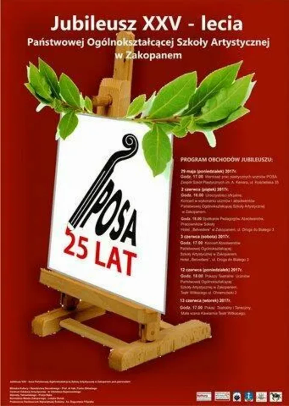 Uroczyste obchody Jubileuszu XXV-lecia Państwowej Ogólnokształcącej Szkoły Artystycznej w Zakop
