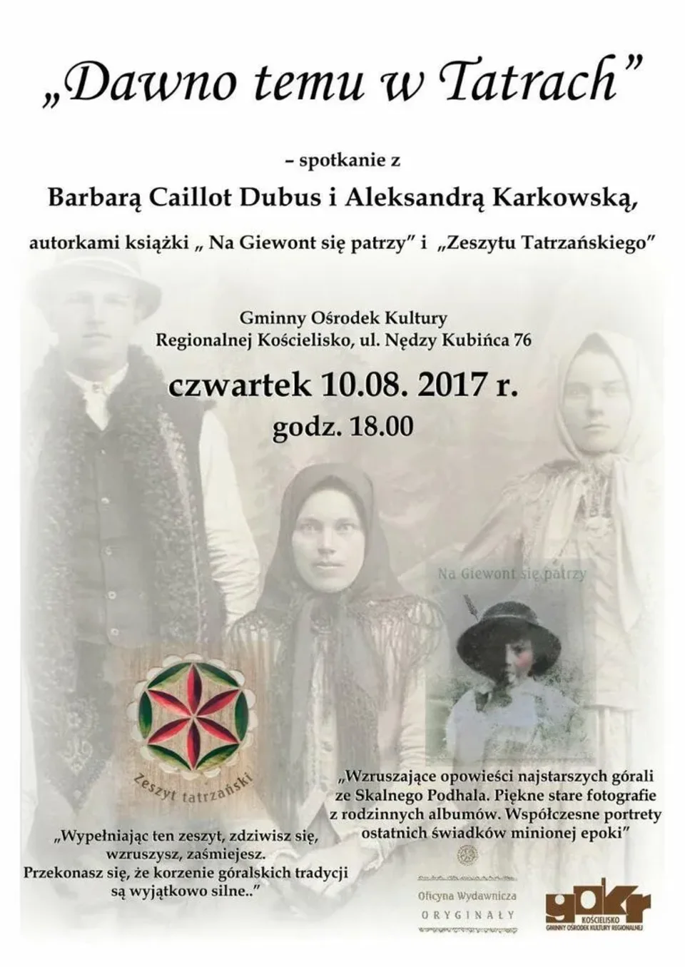 „Dawno temu w Tatrach” – spotkanie z Barbarą Caillot Dubus i Aleksandrą Karkowską