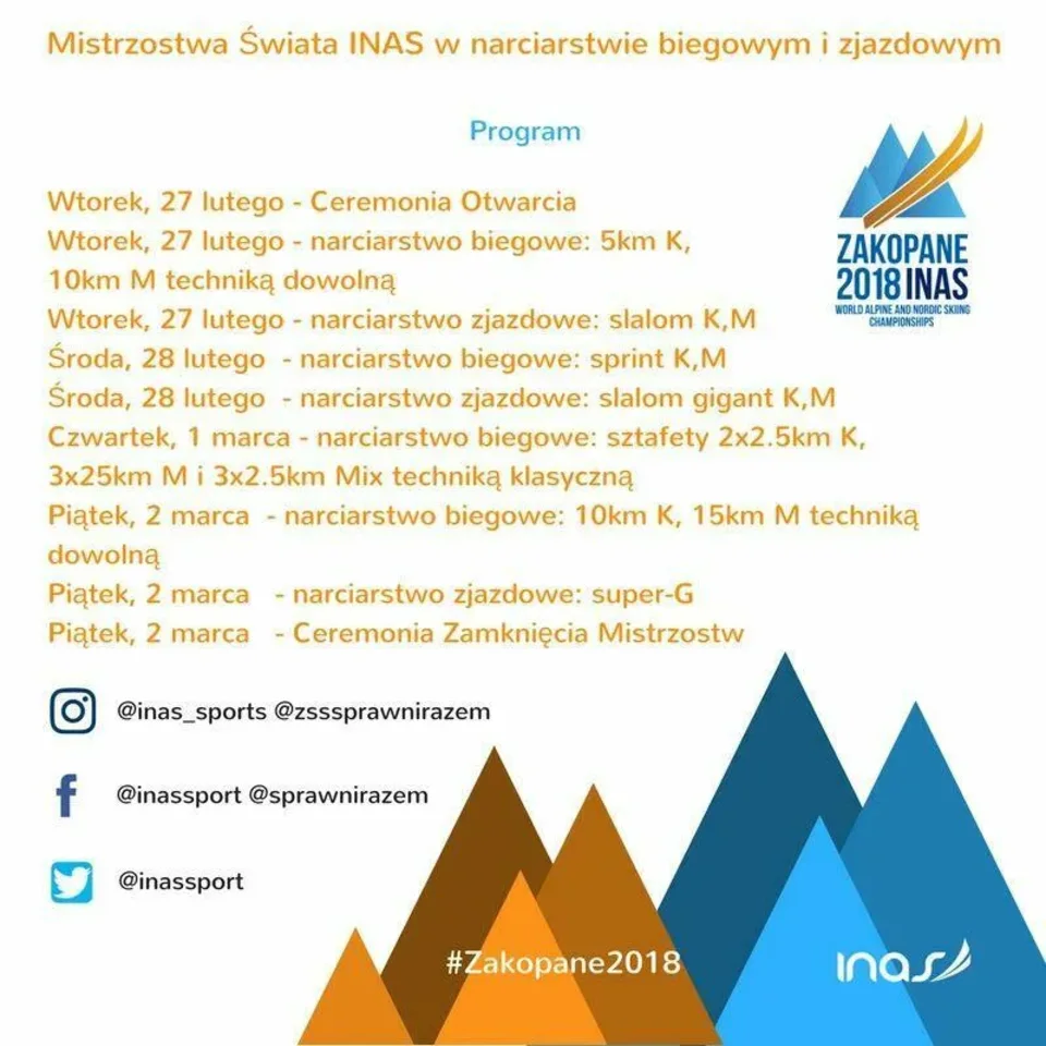 Polacy z szansami na medale w narciarskich Mistrzostwach Świata INAS w Zakopanem