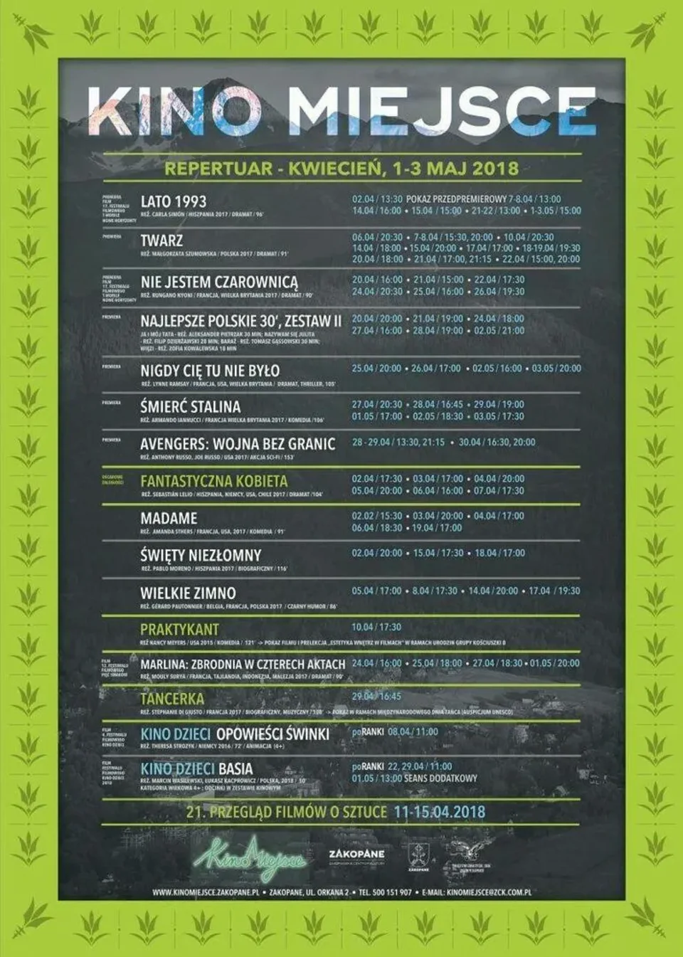 Kino Miejsce - kwiecień, 1-3/05/2018
