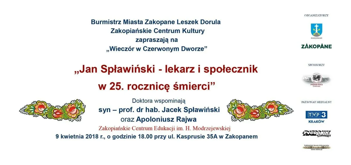 Wieczór w Czerwonym Dworze - „Jan Spławiński - lekarz i społecznik w 25. rocznicę śmierci”