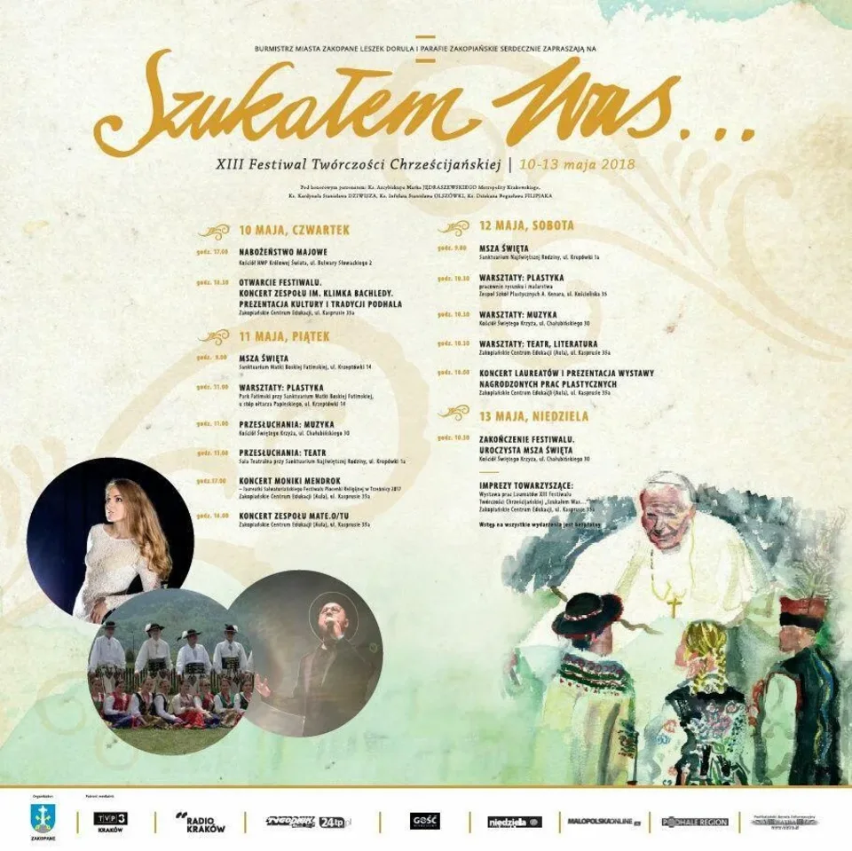 XIII Festiwal Twórczości Chrześcijańskiej „Szukałem Was…” - program i zakwalifikowani lau