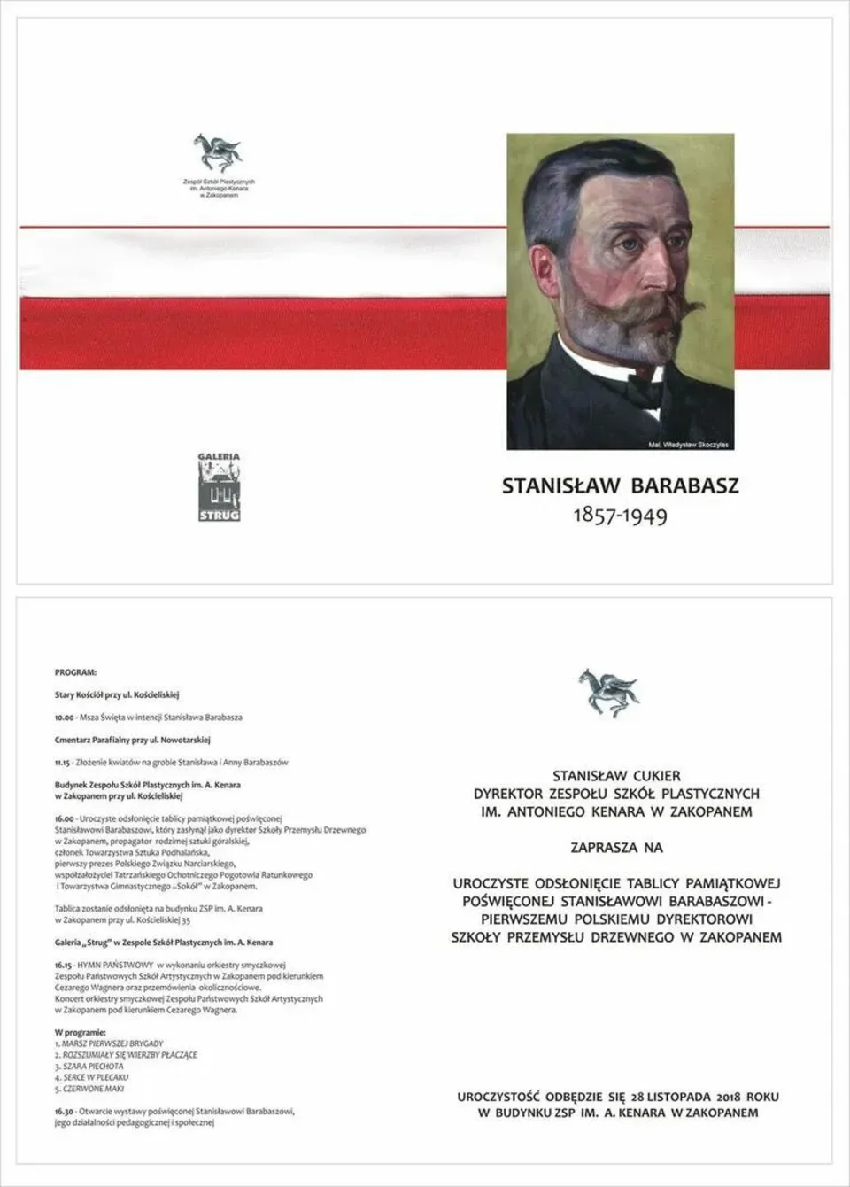 Uroczyste odsłonięcie tablicy pamiątkowej poświęconej Stanisławowi Barabaszowi