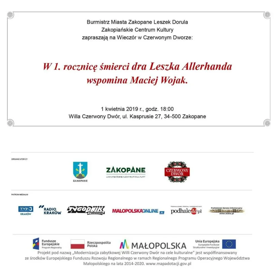Wieczór w Czerwonym Dworze - W 1. rocznicę śmierci dra Leszka Allerhanda