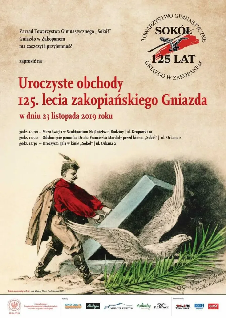 125-lecie powołania do życia Gniazda Towarzystwa Gimnastycznego Sokół w Zakopanem